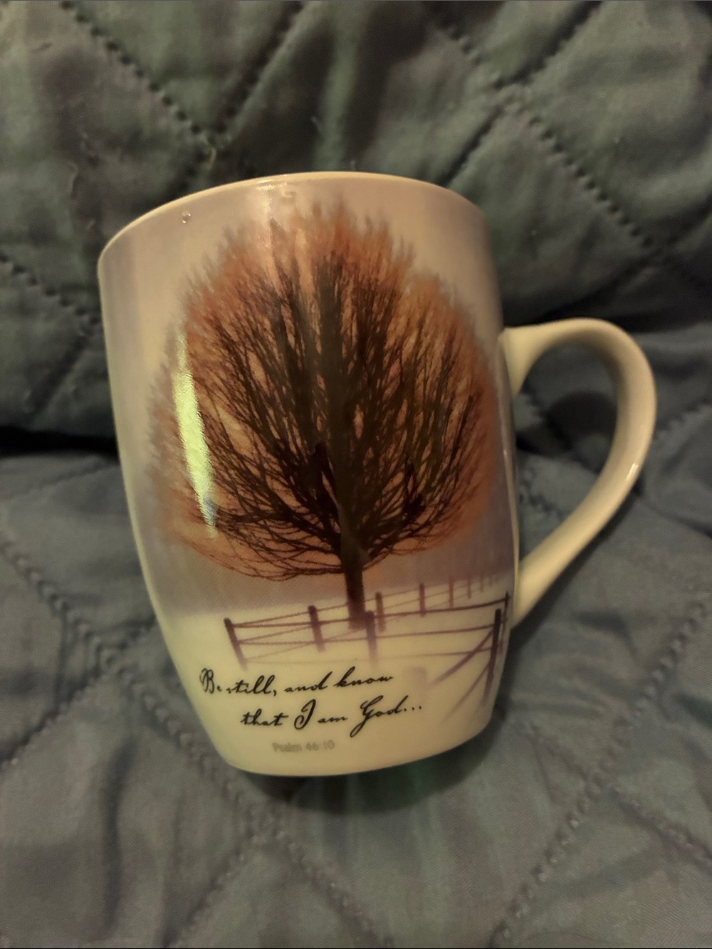 Ceramic Tree-Print Coffee Mug in Brown and Cream